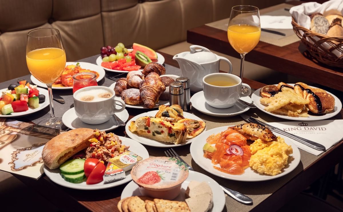 Kosher breakfast spread at King David